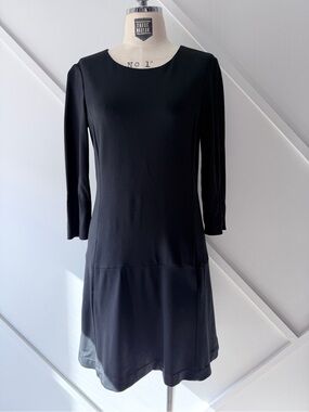 Theory Black 3/4 Sleeve Shift Dress Size 6 | Minimalist Work Office